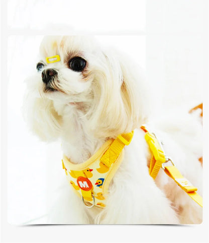 Collar y arnés ajustable para bulldog francés. Correa con estampado animal para perros pequeños y medianos.